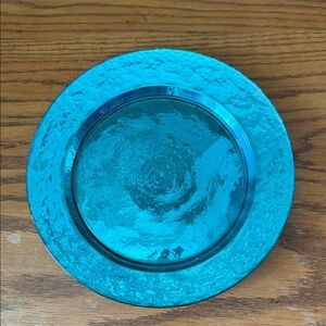 Pier 1 Aqua Blue Glass Decorative Plate